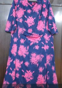 Navy and pink Floral Print Dress