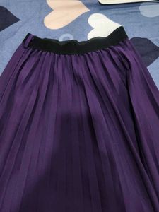 Purple Pleated Midi Skirt