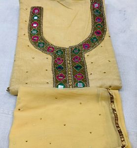 Unstitched Handwork Ladies Suit With Dupatta