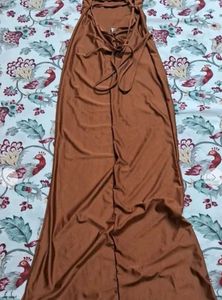 Elegant Brown Maxi Slip Dress