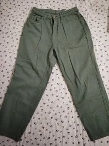 Olive Green High-Waisted Trousers