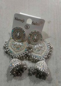 Silver Jhumka Earrings
