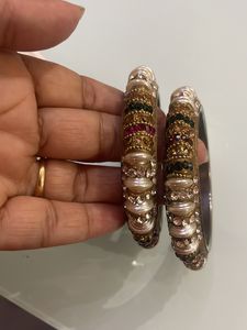 Beautiful Jaipuri Kade with pearl and multicolour stones