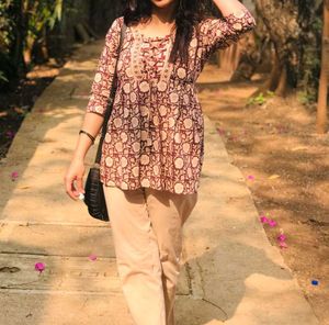 Beige Wide Leg Pants