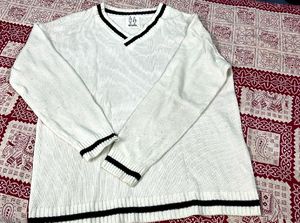 White V-Neck Sweater