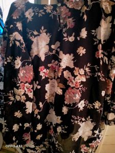 Floral Print Blouse with Buckle