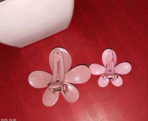 Pink Flower Hair Clips (Set of 3)