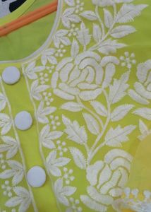 Elegant Yellow Embroidered Kurti