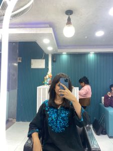 Embroidered Black Velvet Kurti