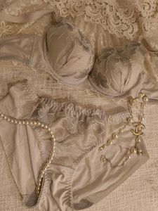 Korean Coquette Blue Lace Bra And Underwear Set