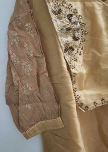 Elegant Gold Kurti And Bottom Plazzo