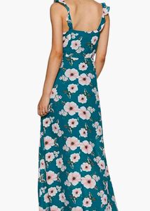 Floral Ruffle Teal Mini Dress