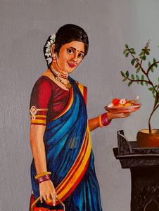 Indian Woman Praying Painting