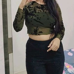 Olive Green Crop Top 😻