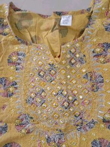 Yellow Printed Kurta Set