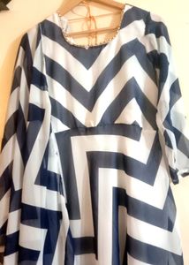 White &amp; Blue Gown Dress