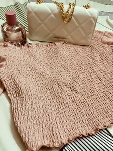 (Price Drop)H&M pink smocked off the shoulder top
