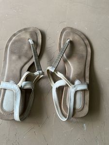 White Rhinestone Thong Sandals