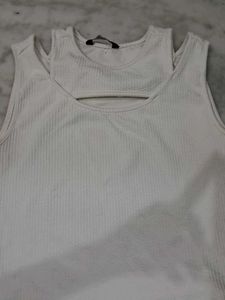 White Cutout Crop Top
