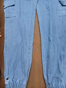 Light Blue Denim Cargo Pants
