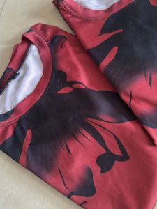 combo Off 2 T,sart Red Floral Print Tee