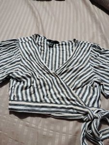Forever 21 Striped Wrap Crop Top