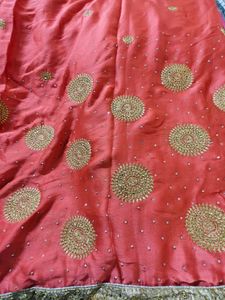 Orange-peach Stone Work Saree