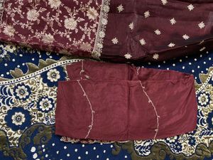Maroon Embroidered Pakistani Suit