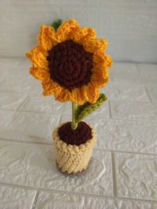 Crochet Sunflower flowerpot Decor