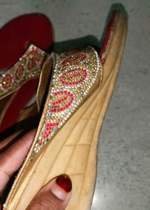 Lady Steps Red &amp; Gold Wedges