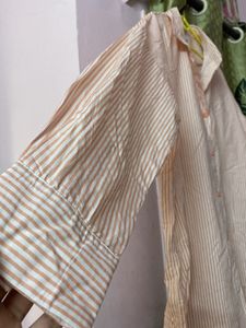 Peach Striped Boyfriend Fit Shirt