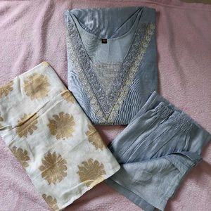 New Embroidery 3pcs Kurta Set With Lining