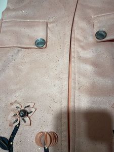Peach Over Coat For Girls