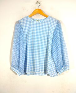 English Blue Checks Top