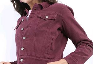 Maroon Denim Jacket  Flap With Pocket👀