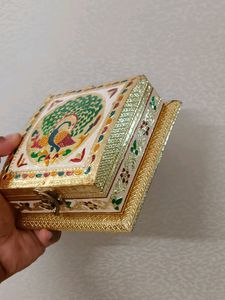Golden Meenakari Transparent Dry fruit box