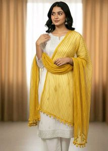 Blue &amp; Yellow Striped Dupatta combo