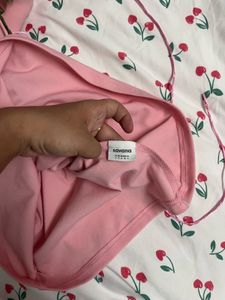 Savana Pink Floral Neckline Mini Dress