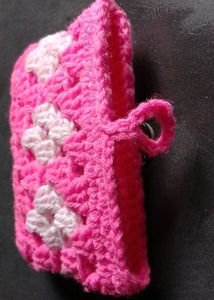 Crochet Pink Floral Pouch