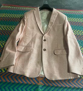 Pink Herringbone Blazer