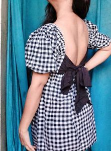 Gingham Puff Sleeve Dress
