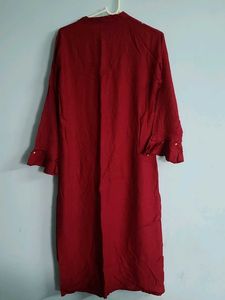 Maroon Embroidered Kurta