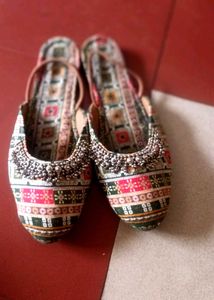 Embroidered & Beaded Ethnic Print Flats
