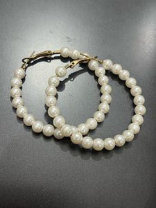 Elegant Faux Pearl Hoop Earrings