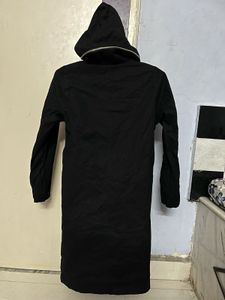 Black Hooded Trench Coat