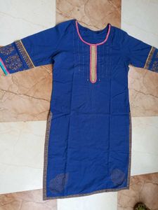 Blue Cotton Kurta Festive