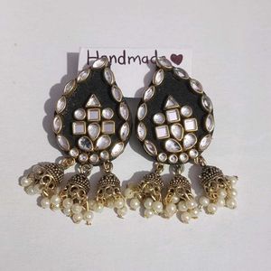 Kundan Fabric Earring (Handmade)