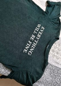 Women Green Graphic Print Cotton Mix Casual Tshirt