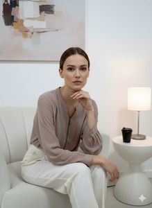 💖M&amp;S Effortless Chic! Zip-Front Nude Blouse 🌸