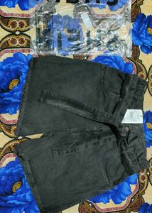 Shein Frayed Hem Denim Shorts With Tie-Up Belt